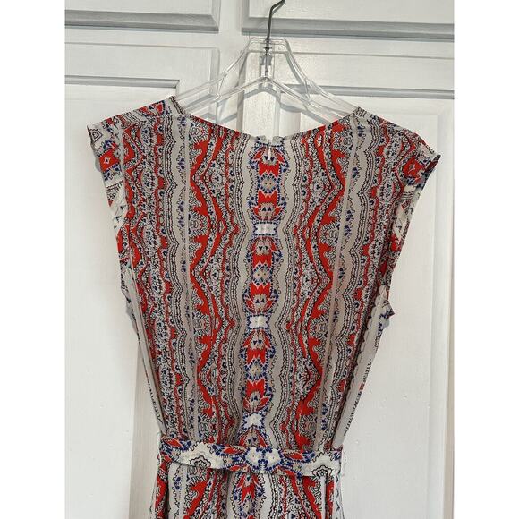 Shoshanna Anthropologie Midi Dress 100% Silk Size 8 Belted Asymmetrical Hem - Picture 9 of 12